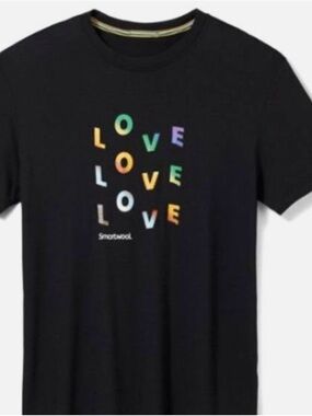 Smartwool Black Tee with Multicolor LOVE Graphic